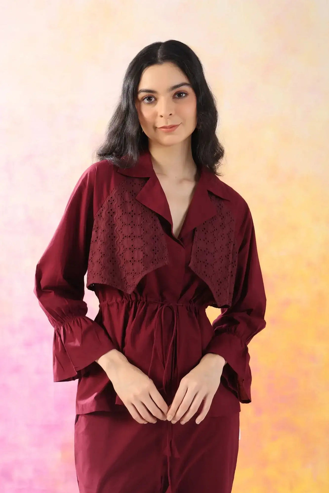 Sleek Essence Maroon Cotton Co-ord Set