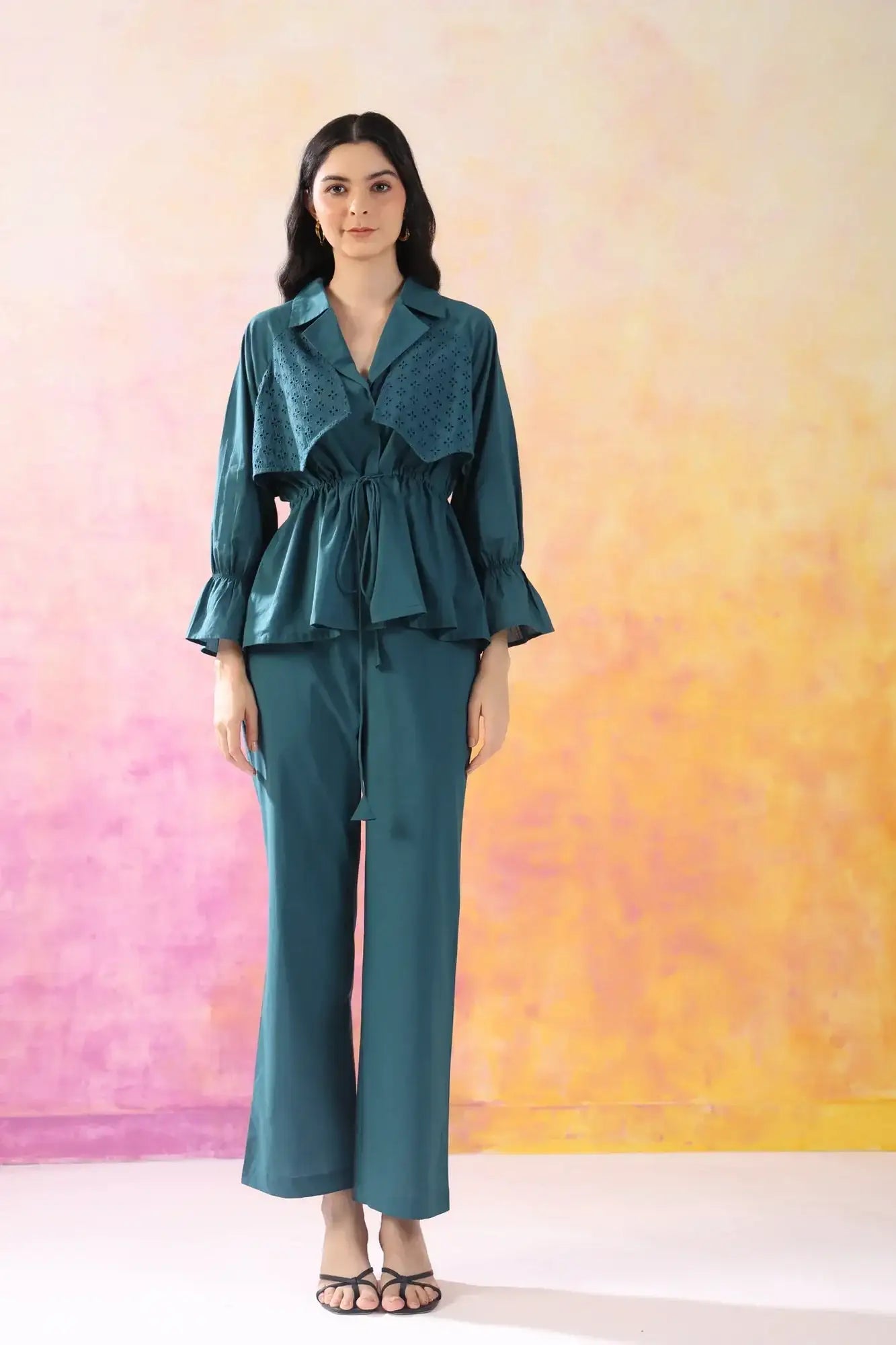 Minimalist Marvel Teal Cotton Co-ord Set