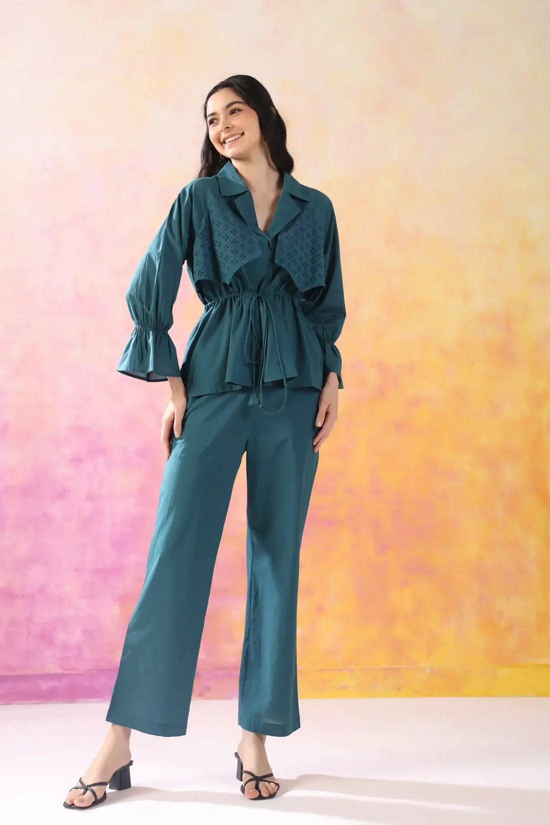 Minimalist Marvel Teal Cotton Co-ord Set