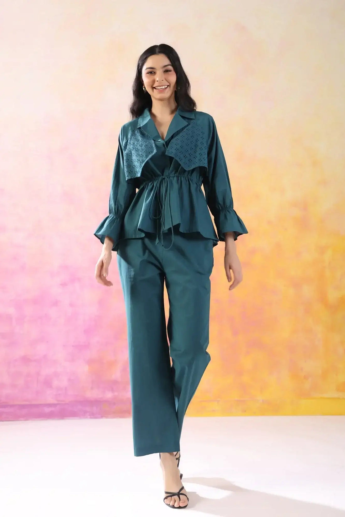 Minimalist Marvel Teal Cotton Co-ord Set