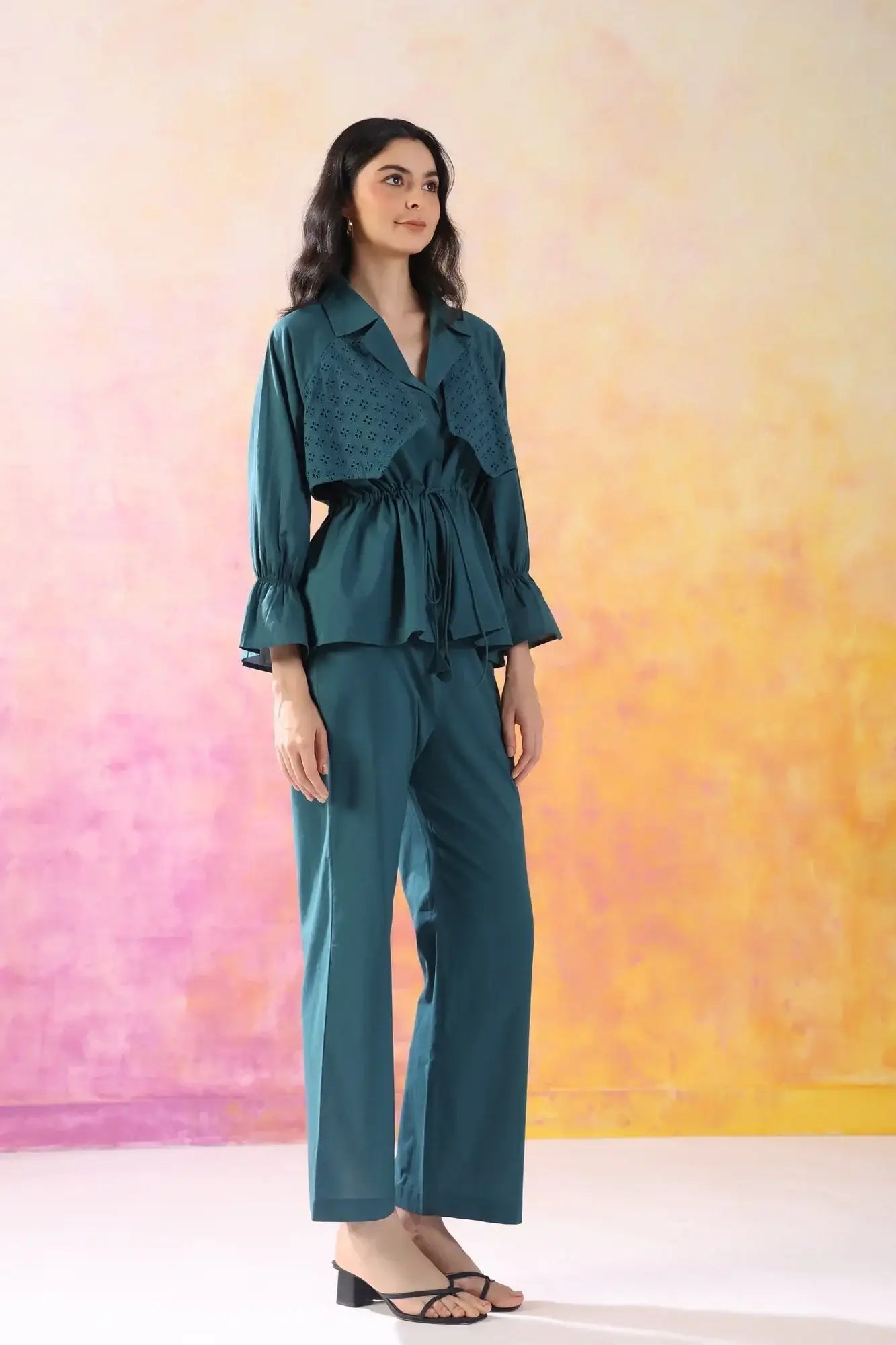 Minimalist Marvel Teal Cotton Co-ord Set