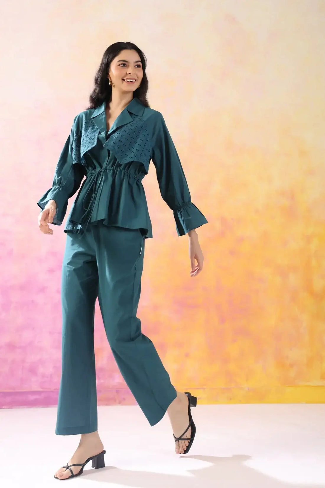 Minimalist Marvel Teal Cotton Co-ord Set