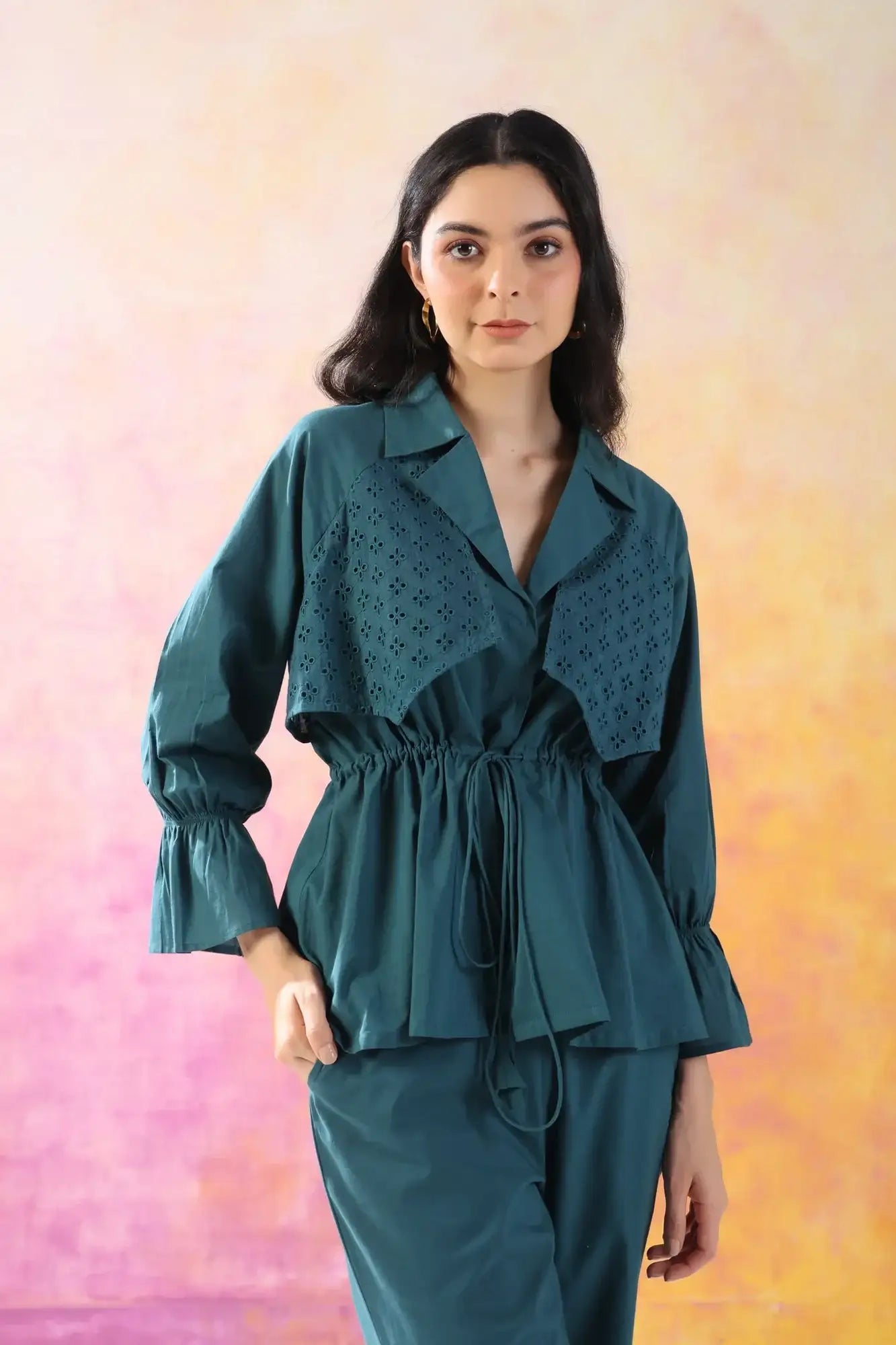 Minimalist Marvel Teal Cotton Co-ord Set