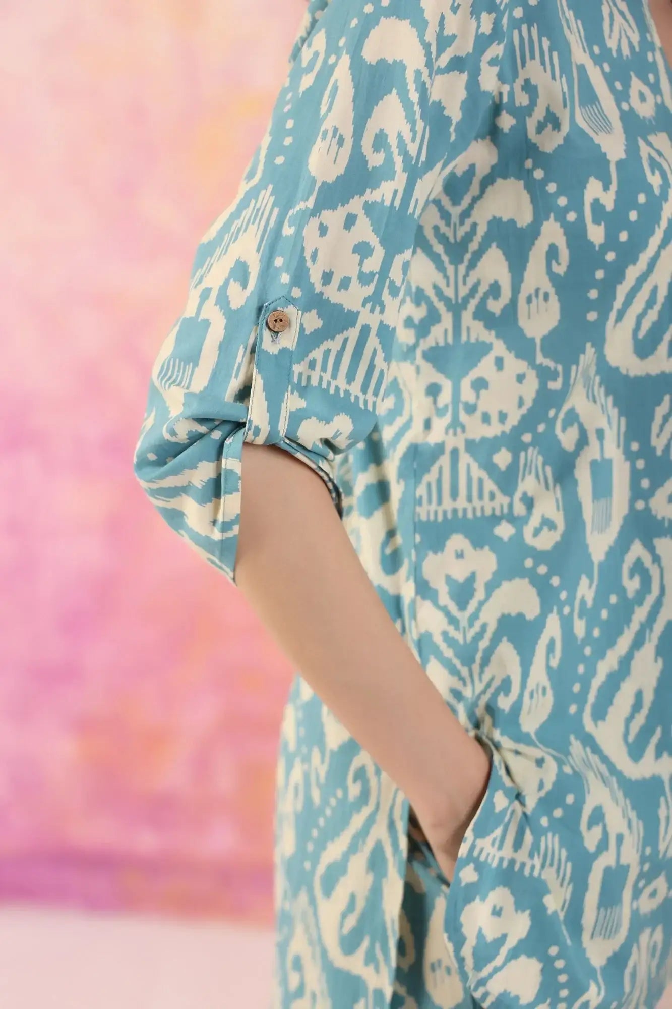 Dramatic Duality Aqua Cotton Co-ord Set