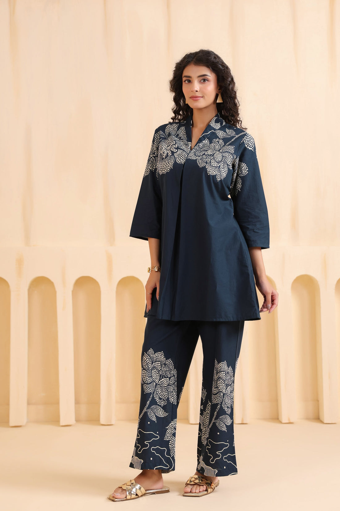 Indigo Bloom Printed Cotton Co-ord Set