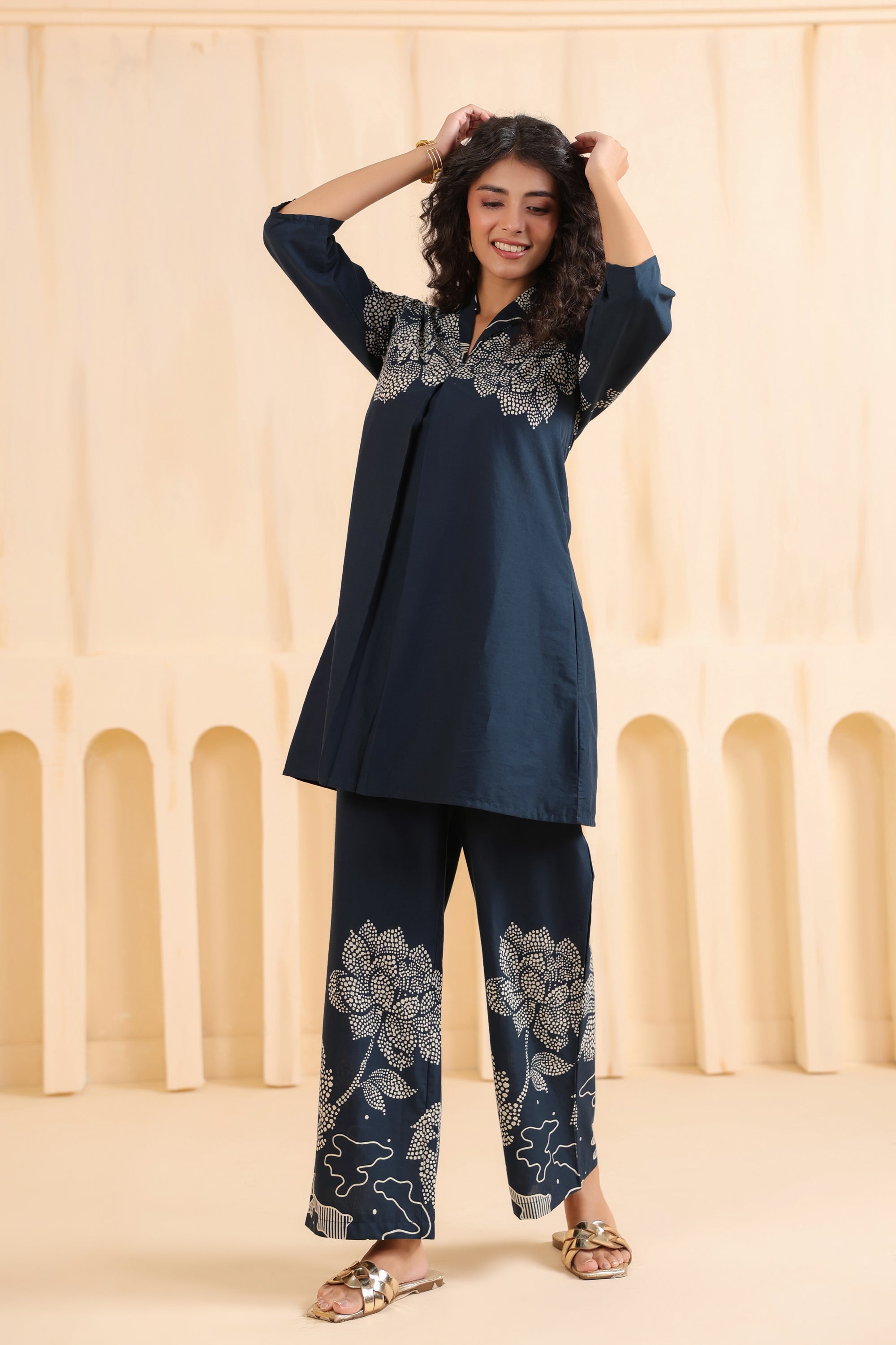 Indigo Bloom Printed Cotton Co-ord Set