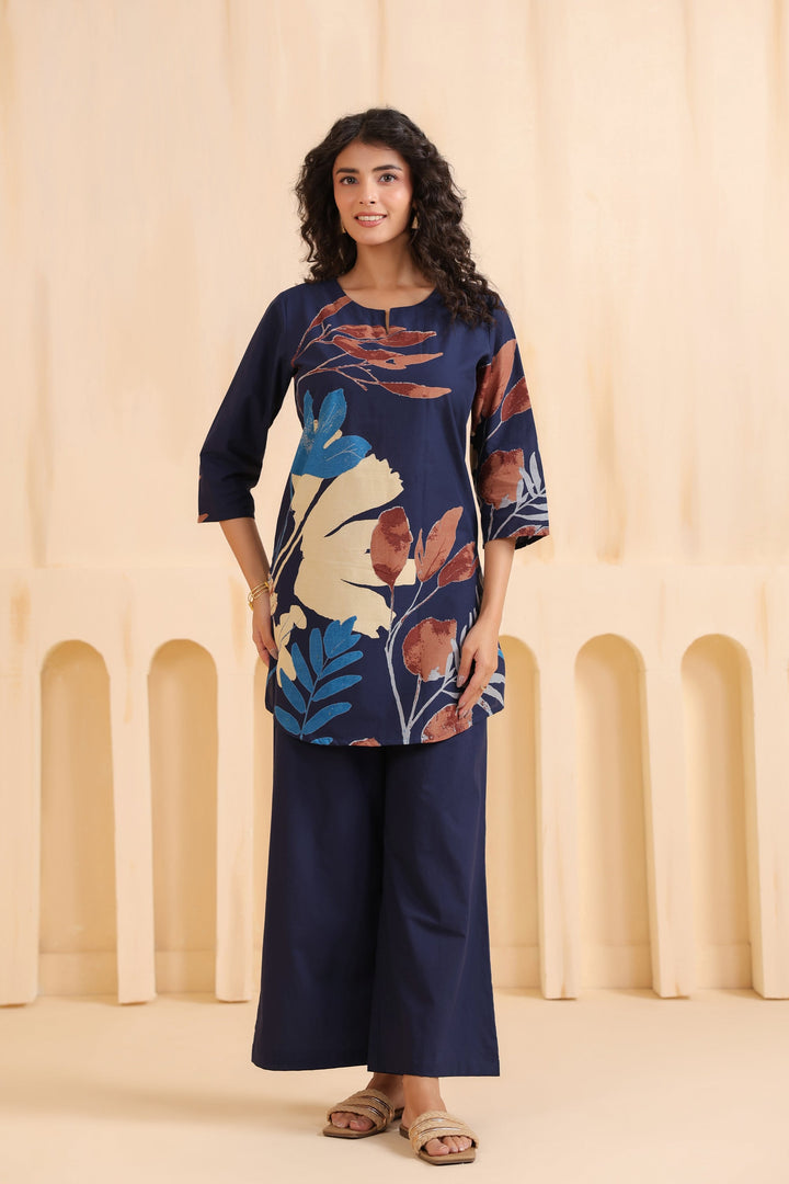 Midnight Petals Printed Cotton Co-ord Set