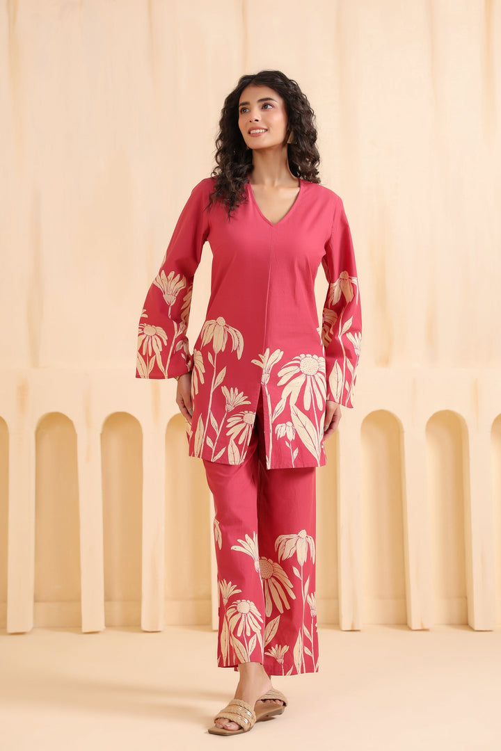 Crimson Royale Printed Cotton Co-ord Set