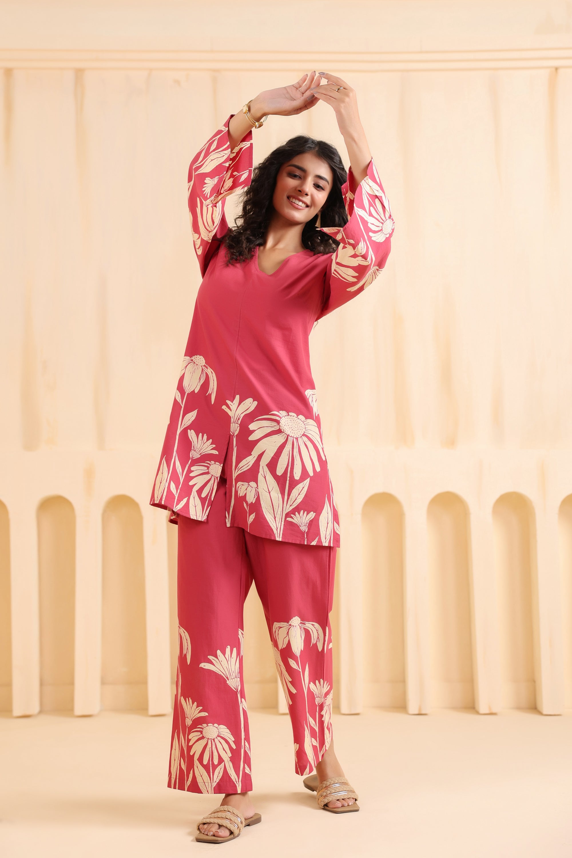 Crimson Royale Printed Cotton Co-ord Set