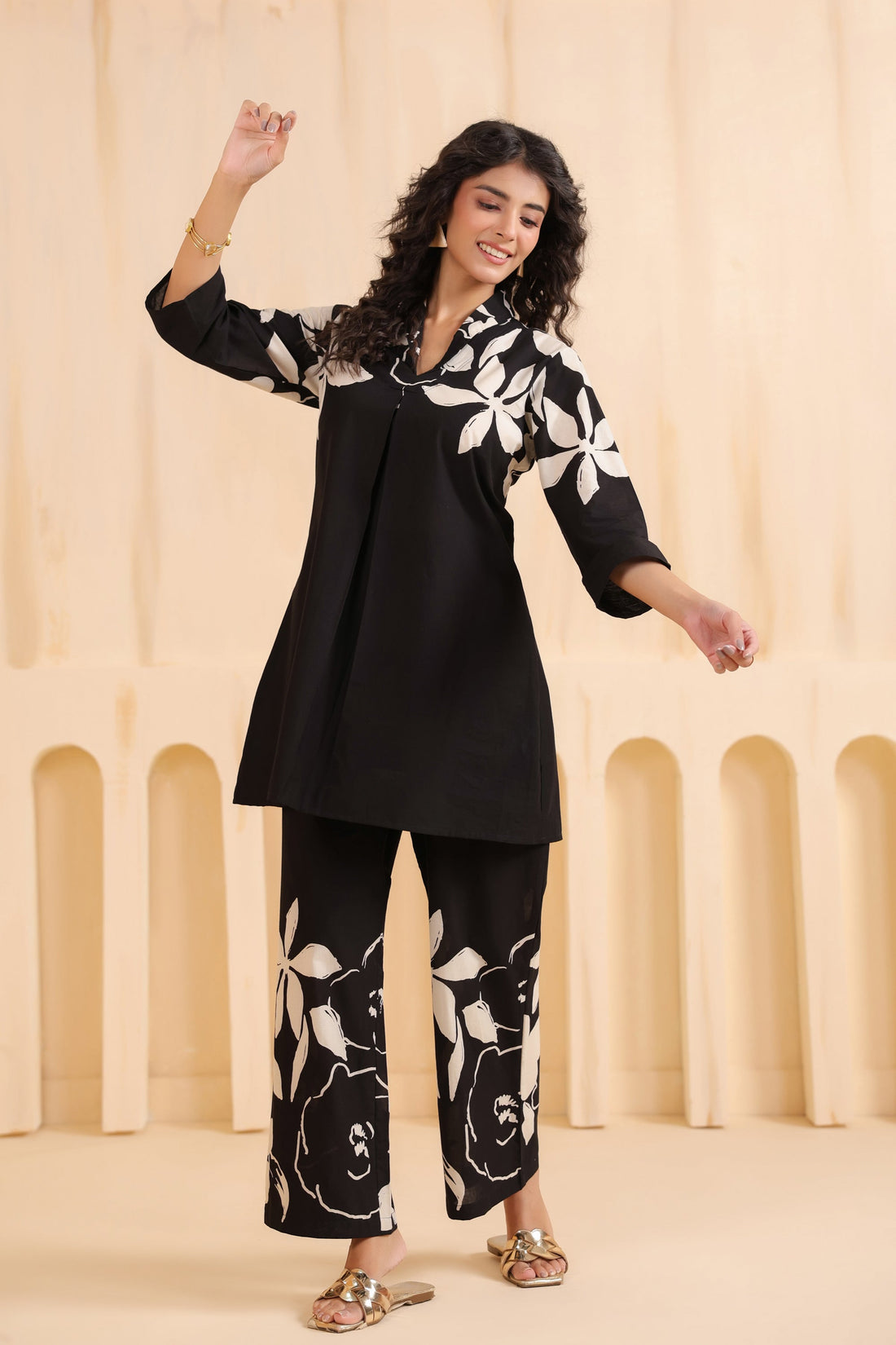 Noir Bloom Printed Cotton Co-ord Set