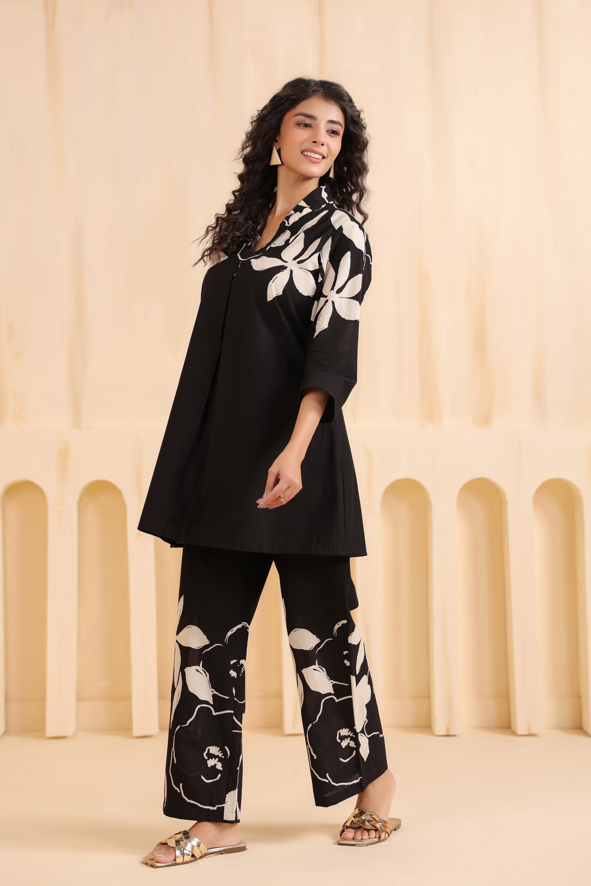 Noir Bloom Printed Cotton Co-ord Set