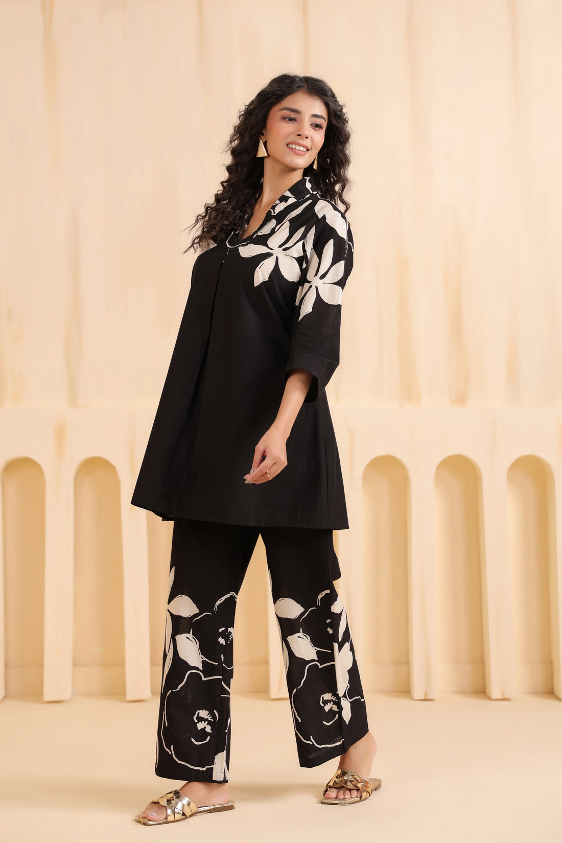 Noir Bloom Printed Cotton Co-ord Set