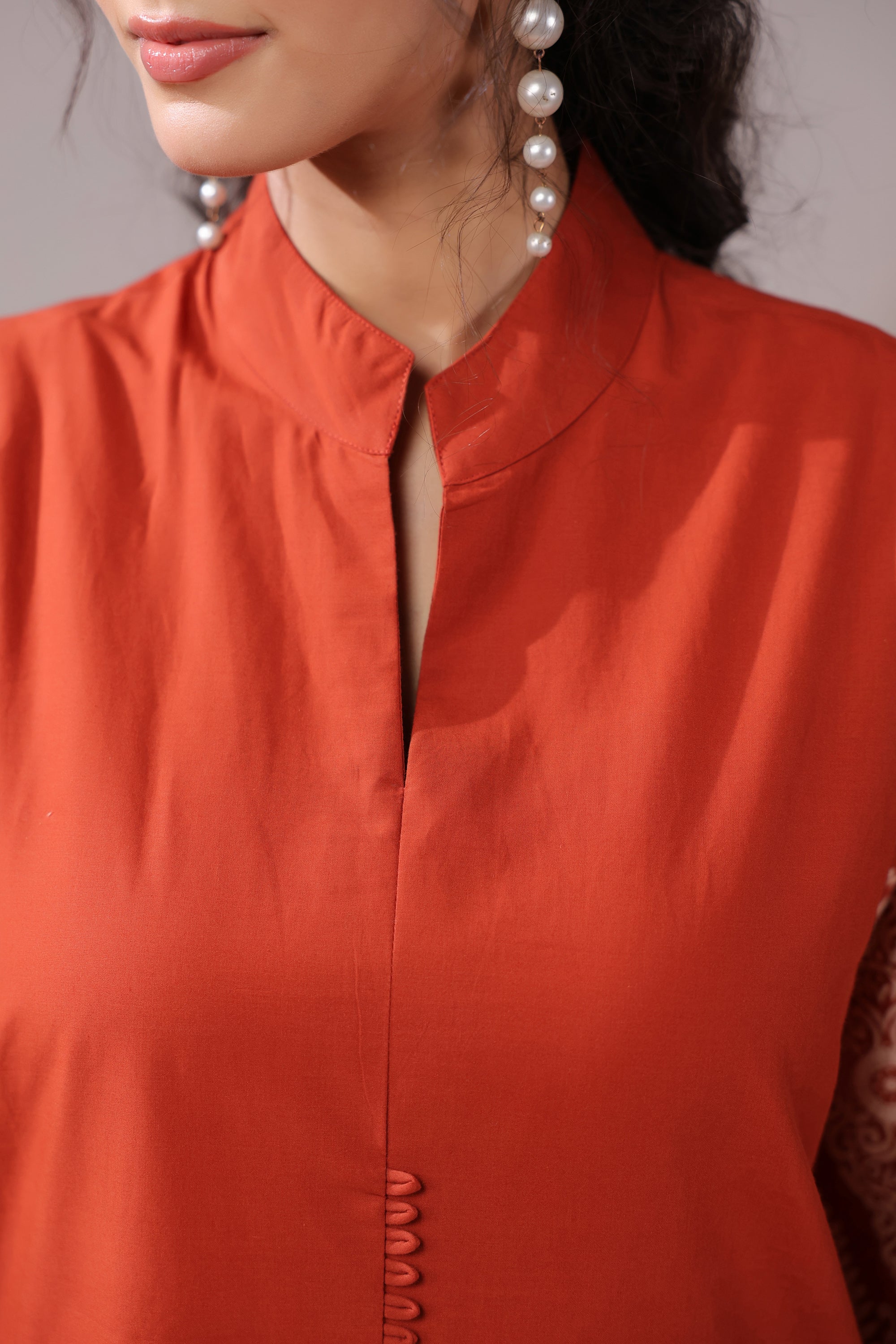 Rust Paisley Printed Cotton Co-ord Set