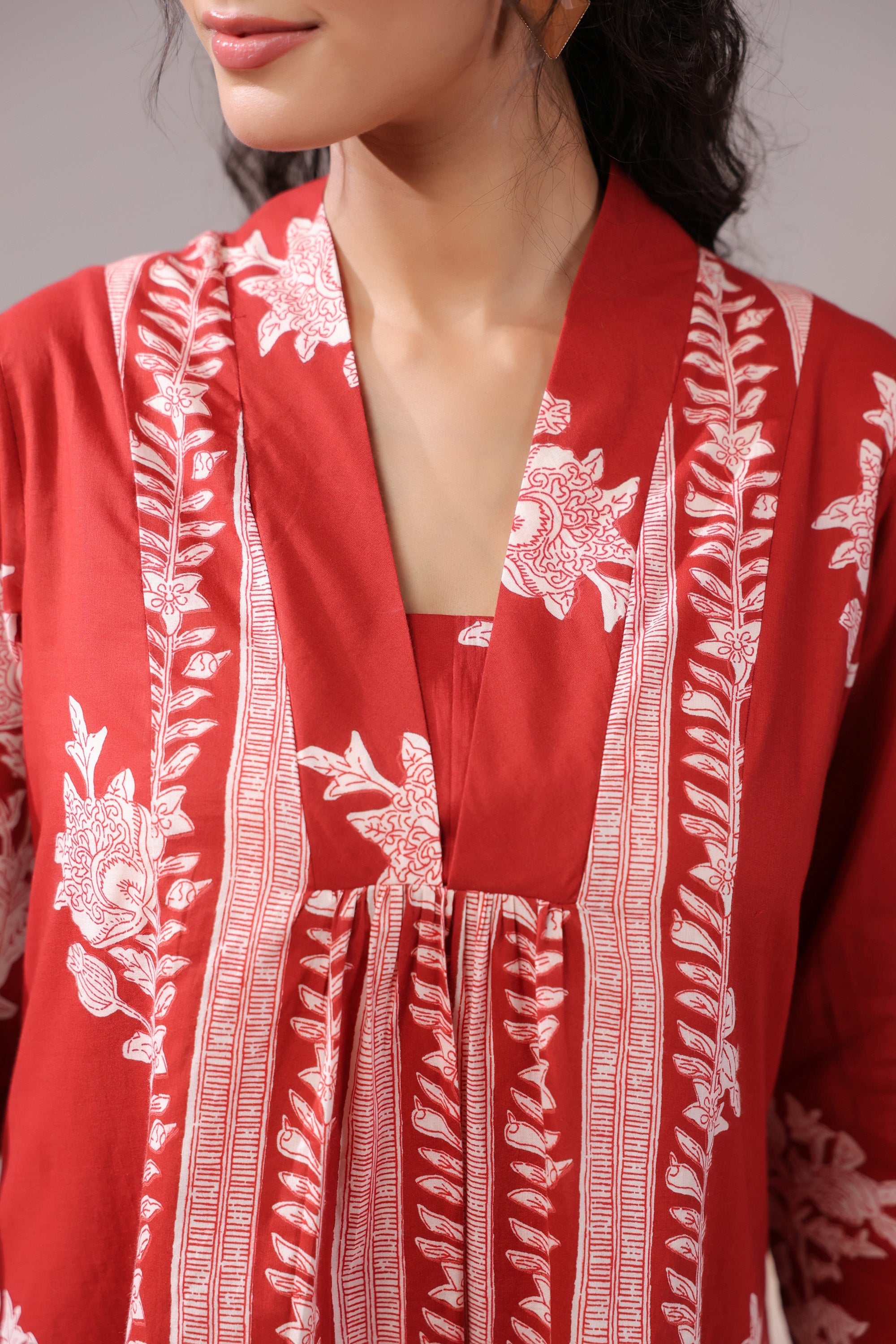 Crimson Vine Printed Cotton Co-ord Set