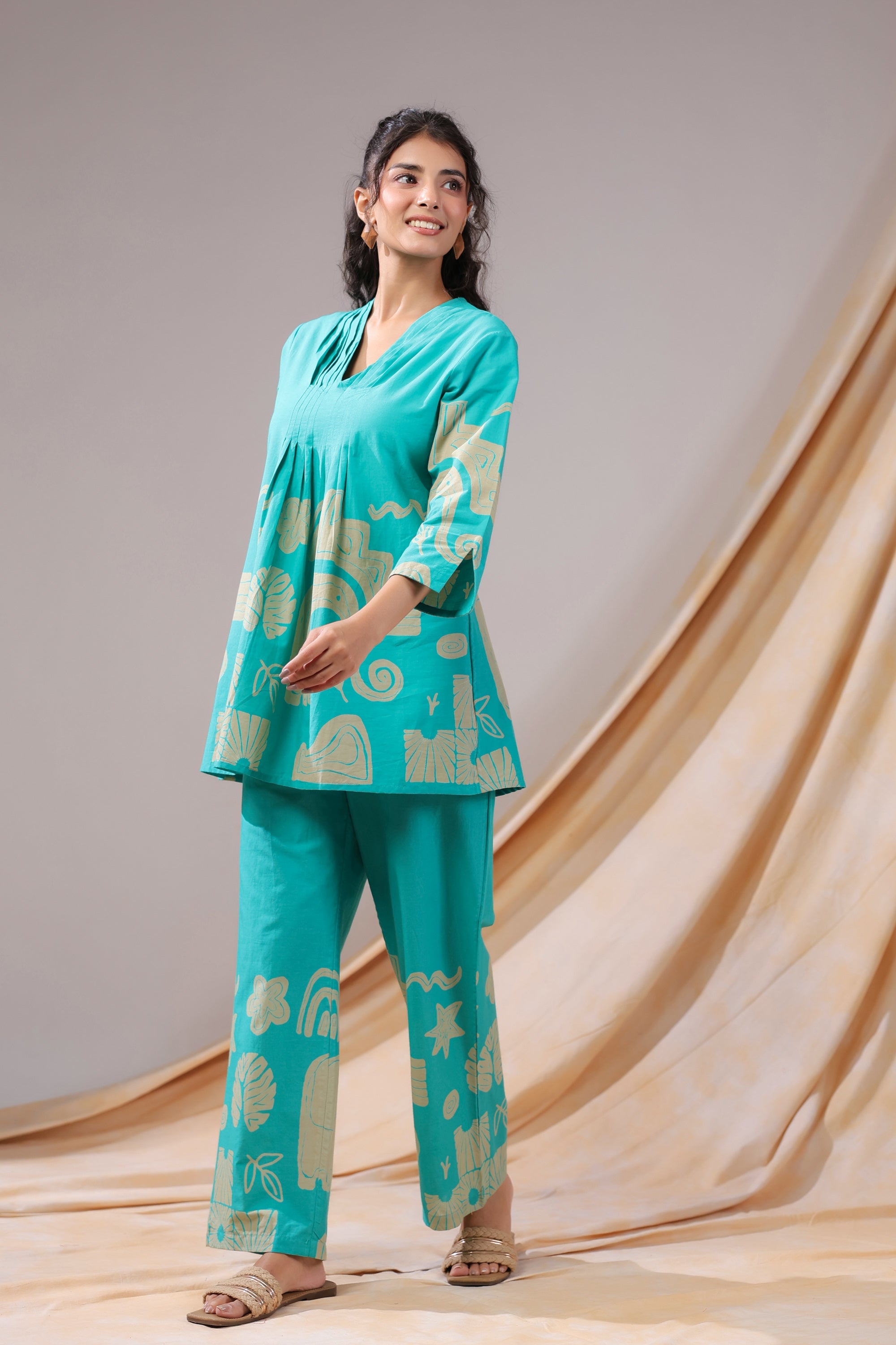 Aqua Rhythm Cotton Co-ord Set