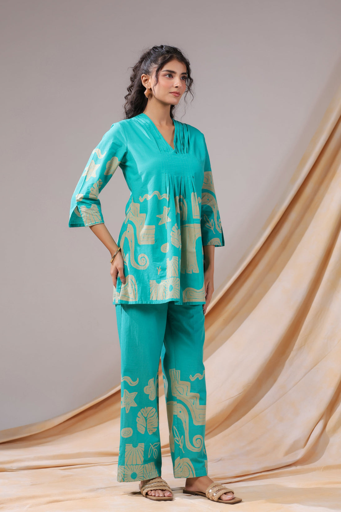 Aqua Rhythm Cotton Co-ord Set