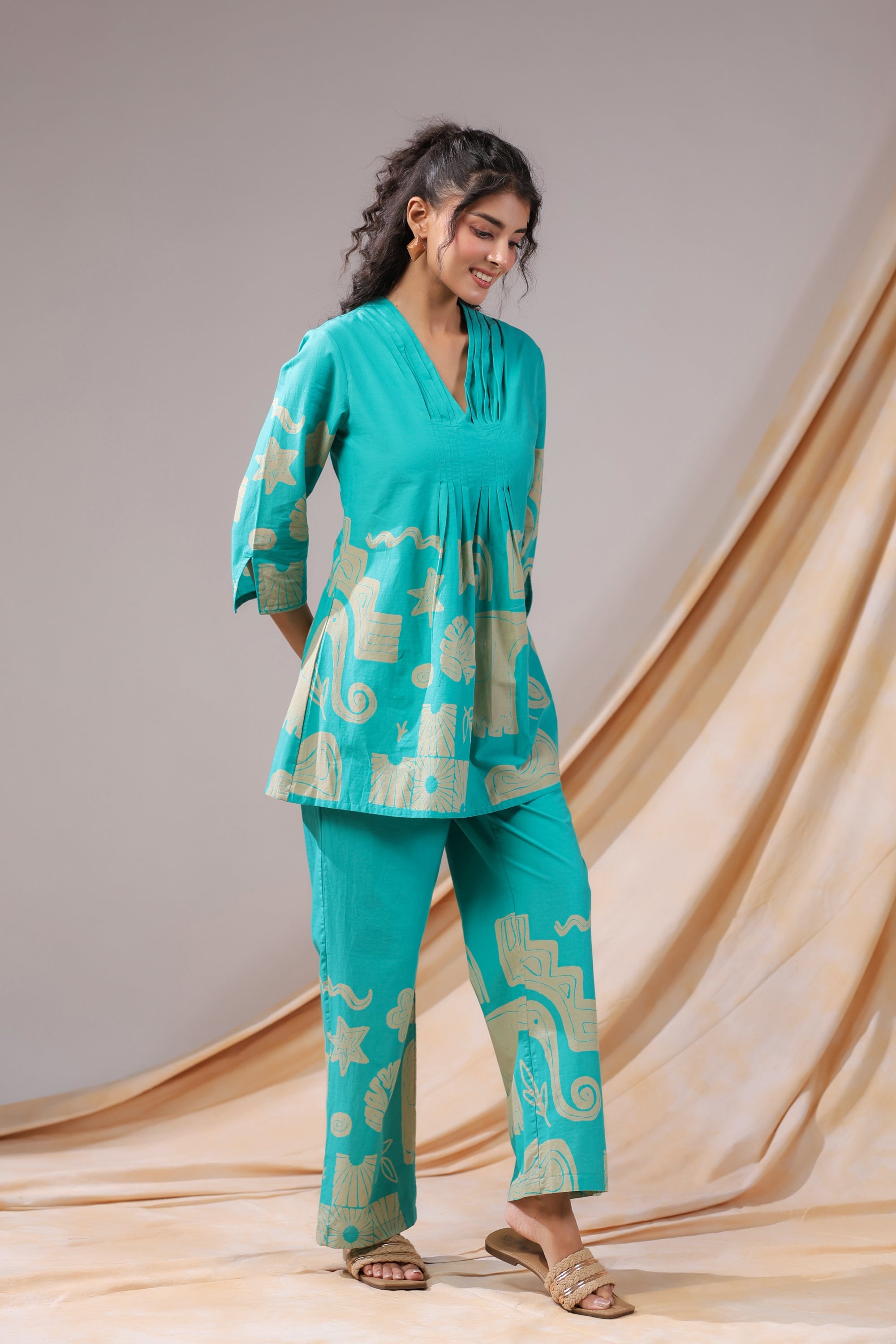 Aqua Rhythm Cotton Co-ord Set