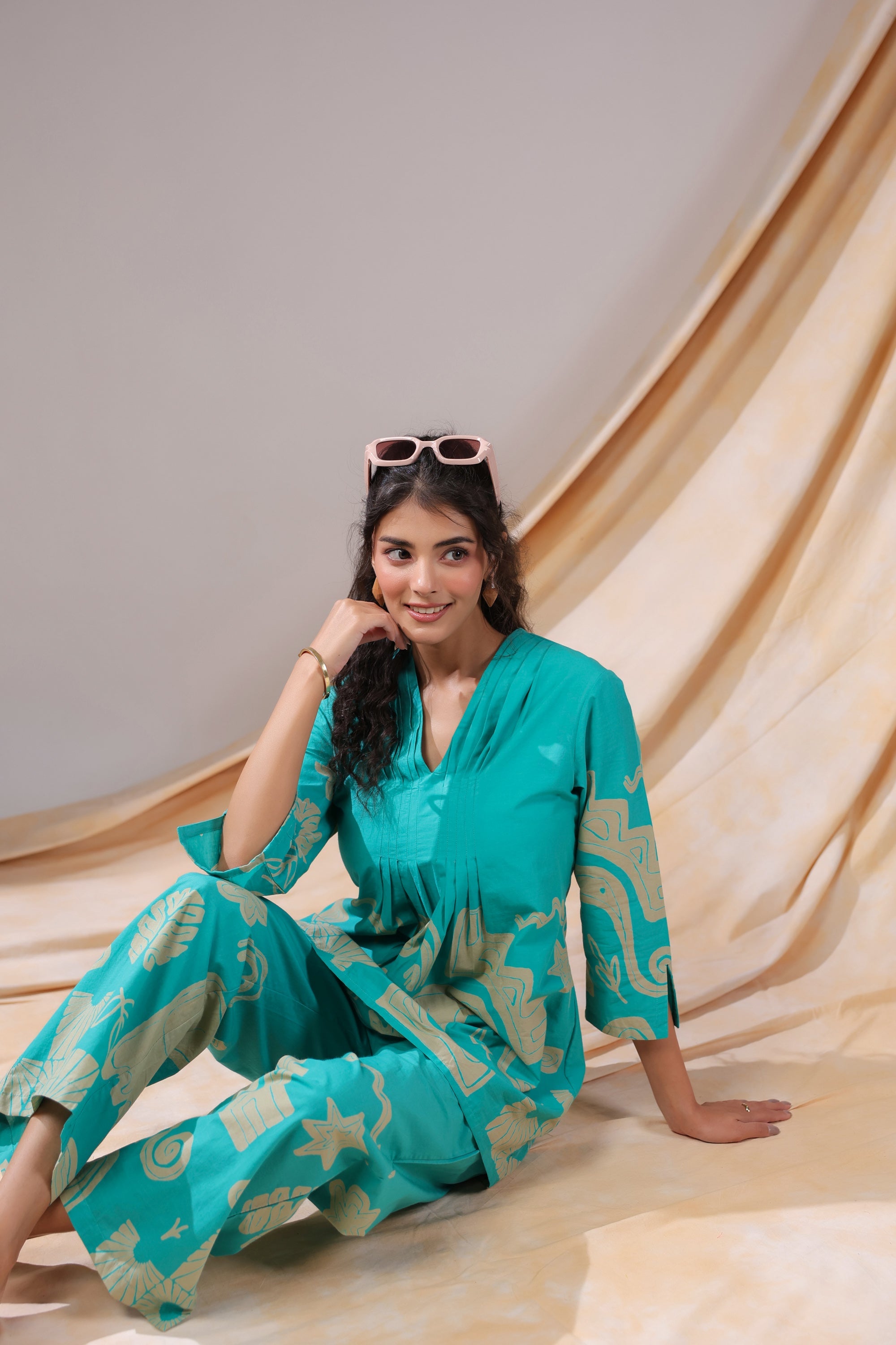 Aqua Rhythm Cotton Co-ord Set