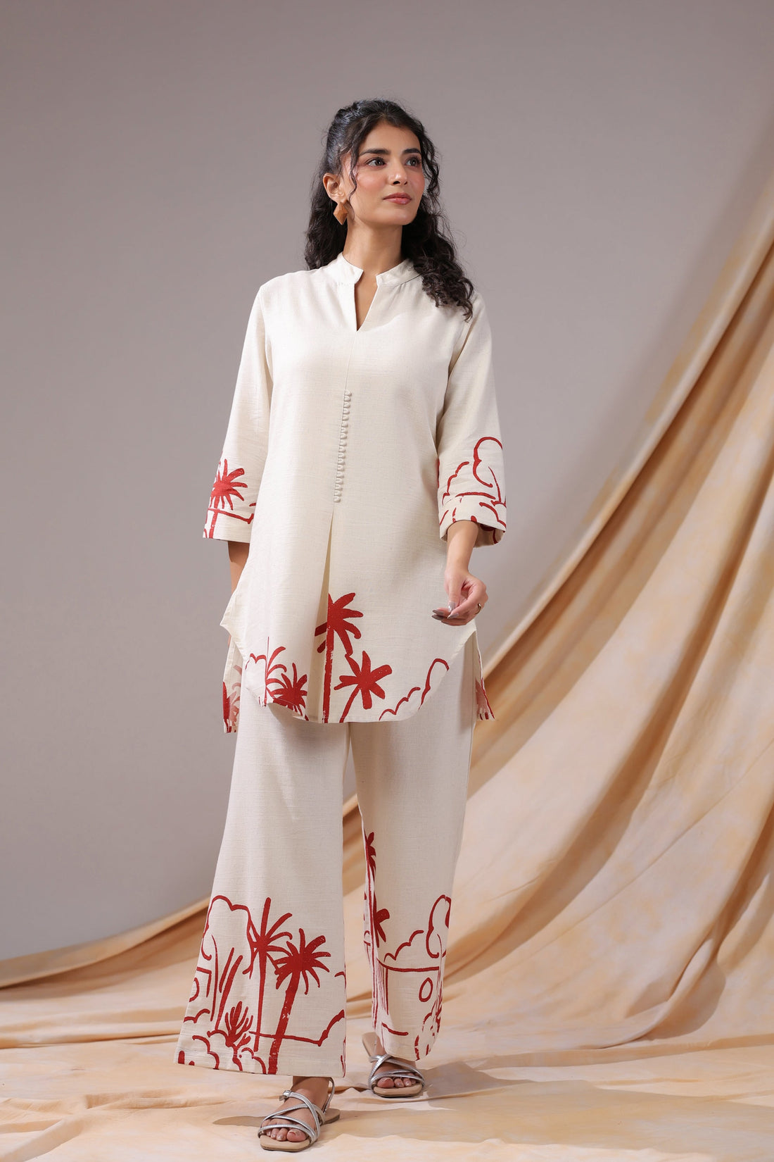 Palm Sketch Cotton Flex Co-ord Set