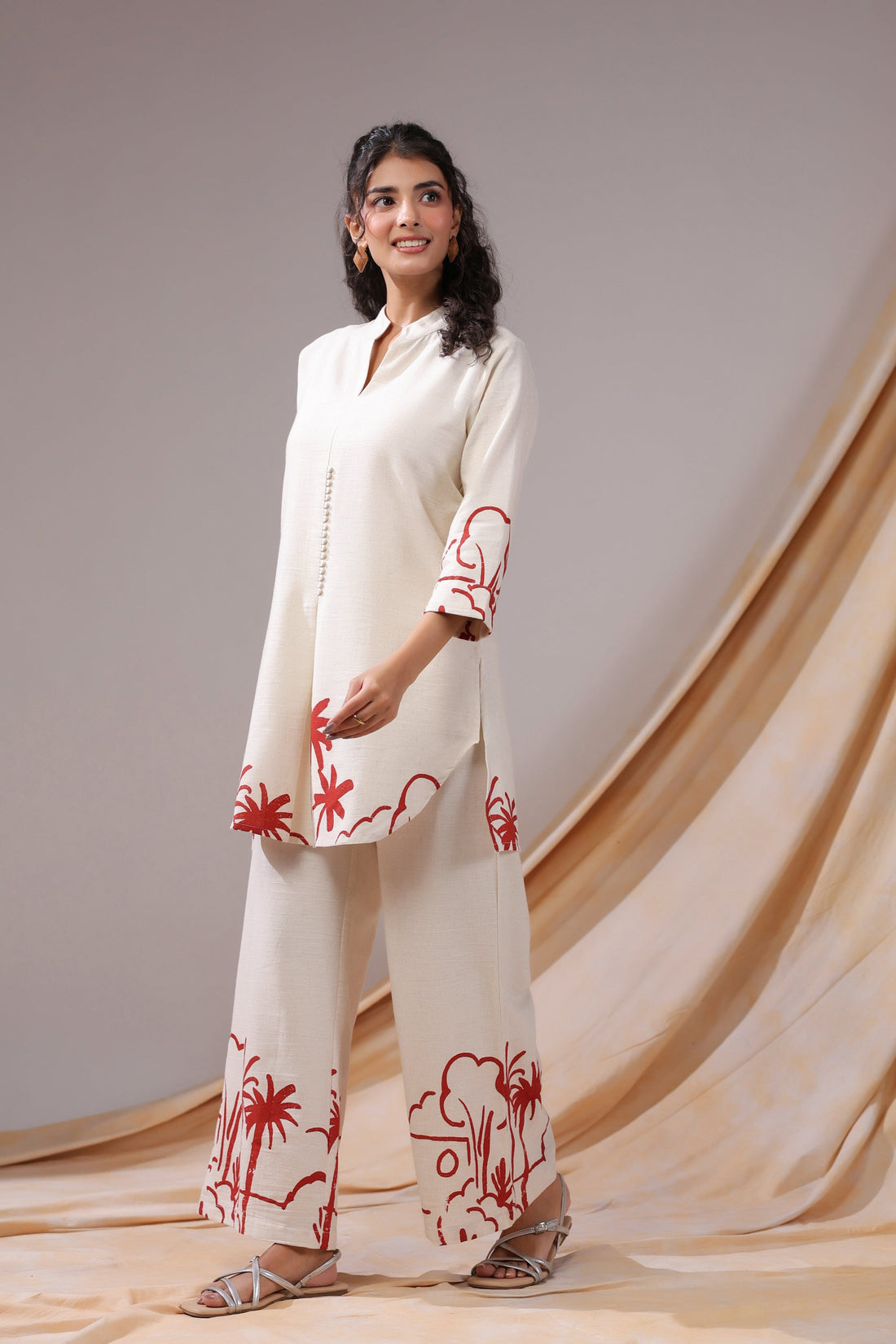 Palm Sketch Cotton Flex Co-ord Set