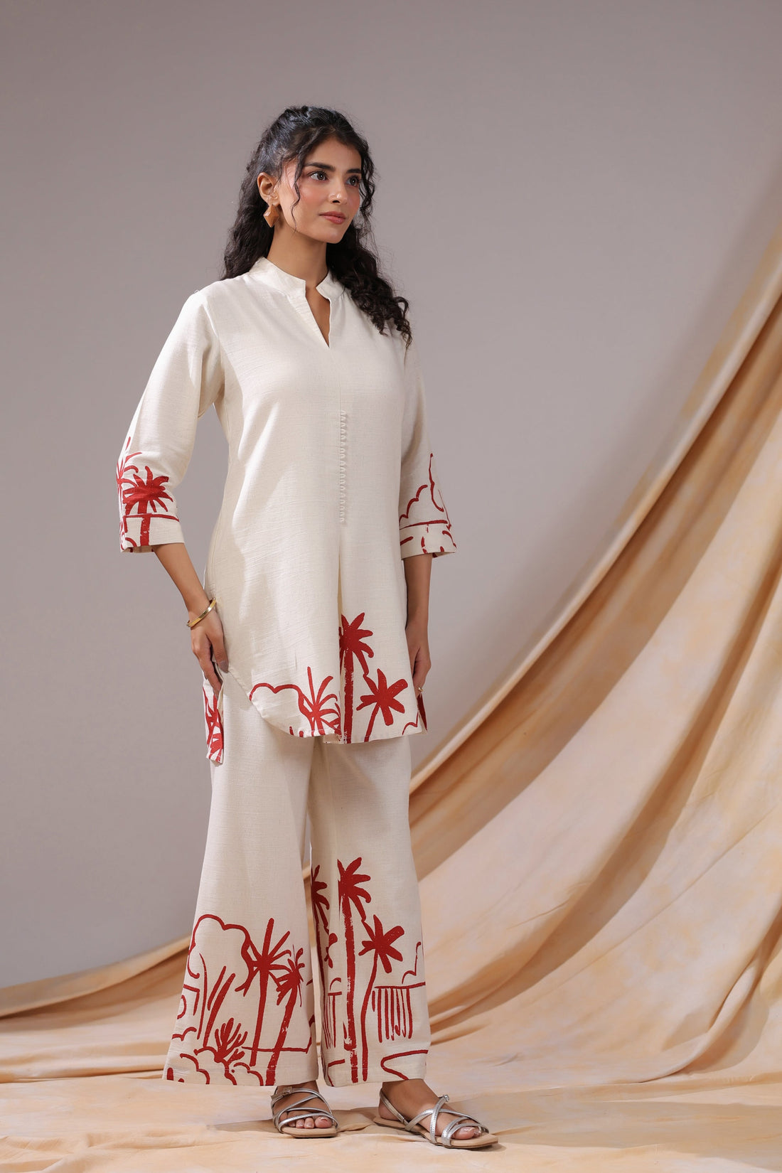 Palm Sketch Cotton Flex Co-ord Set