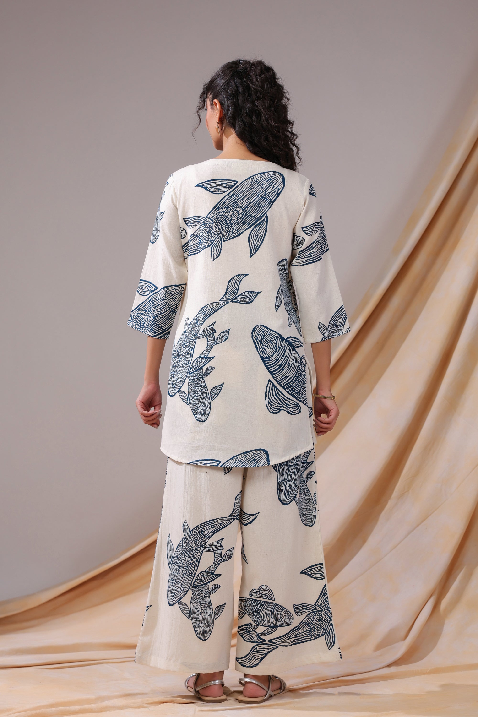 Ivory Koi Cotton Flex Co-ord Set