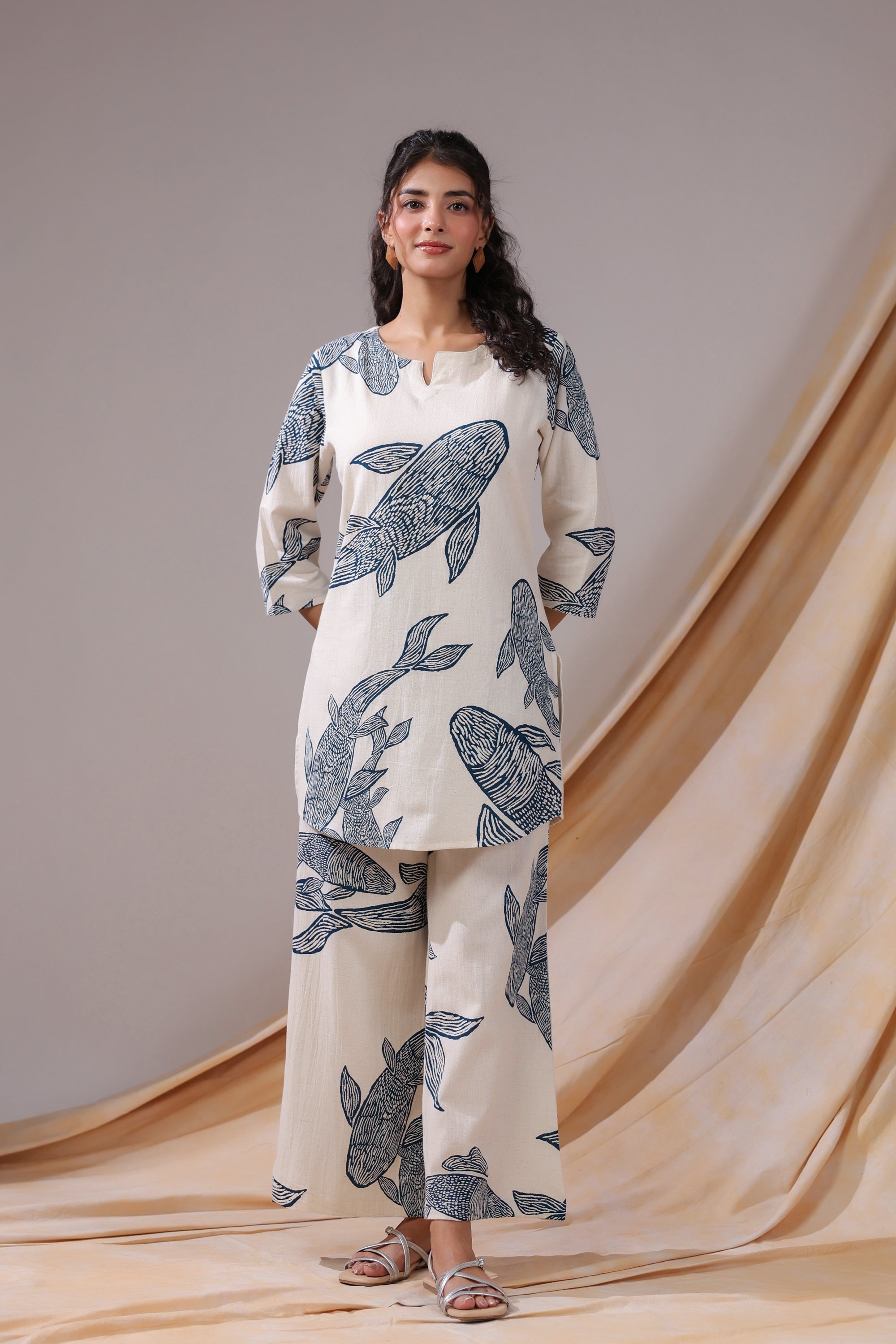 Ivory Koi Cotton Flex Co-ord Set