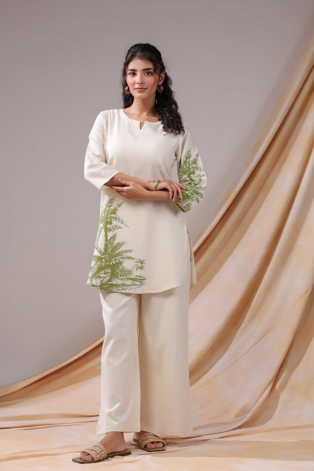 Palm Shore Printed Cotton Flex Co-ord Set