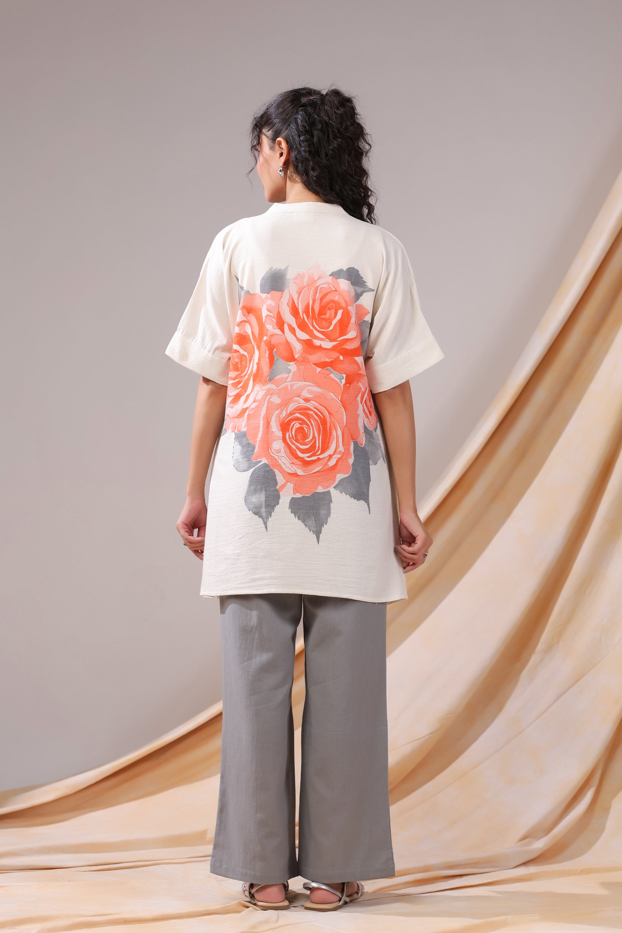 Coral Rose Printed Cotton Flex Co-ord Set