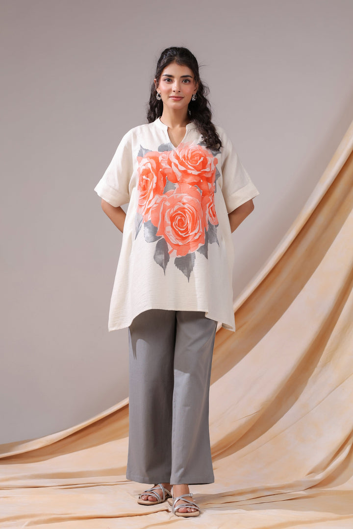 Coral Rose Printed Cotton Flex Co-ord Set