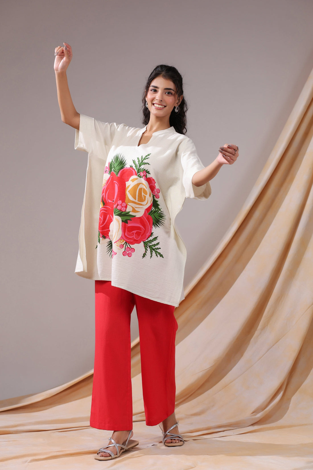 Scarlet Bloom Printed Cotton Flex Co-ord Set