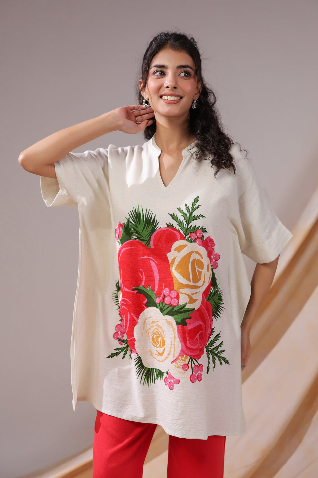 Scarlet Bloom Printed Cotton Flex Co-ord Set