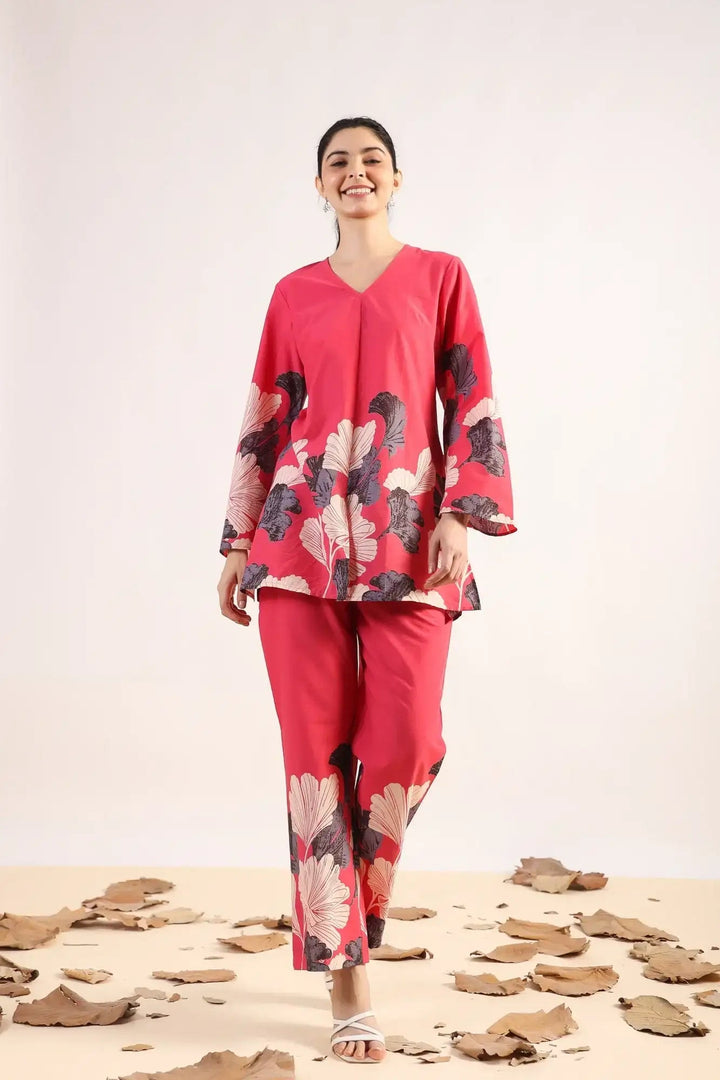 Radiant Rhythms Pink Cotton Co-ord Set