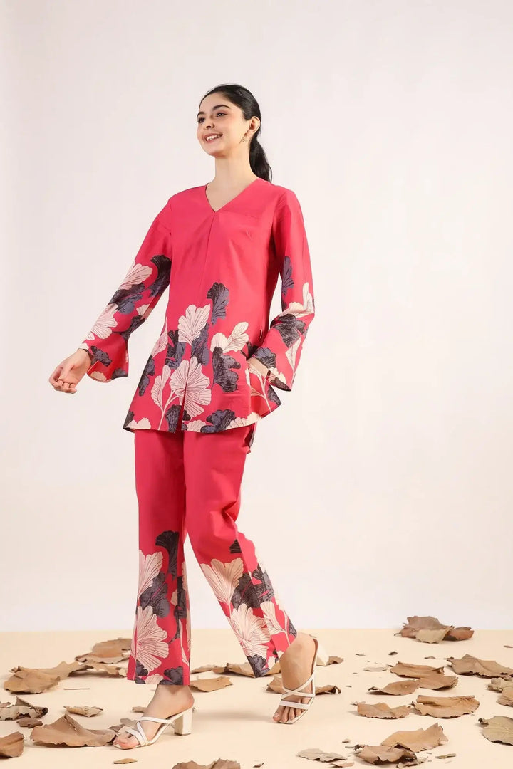 Radiant Rhythms Pink Cotton Co-ord Set