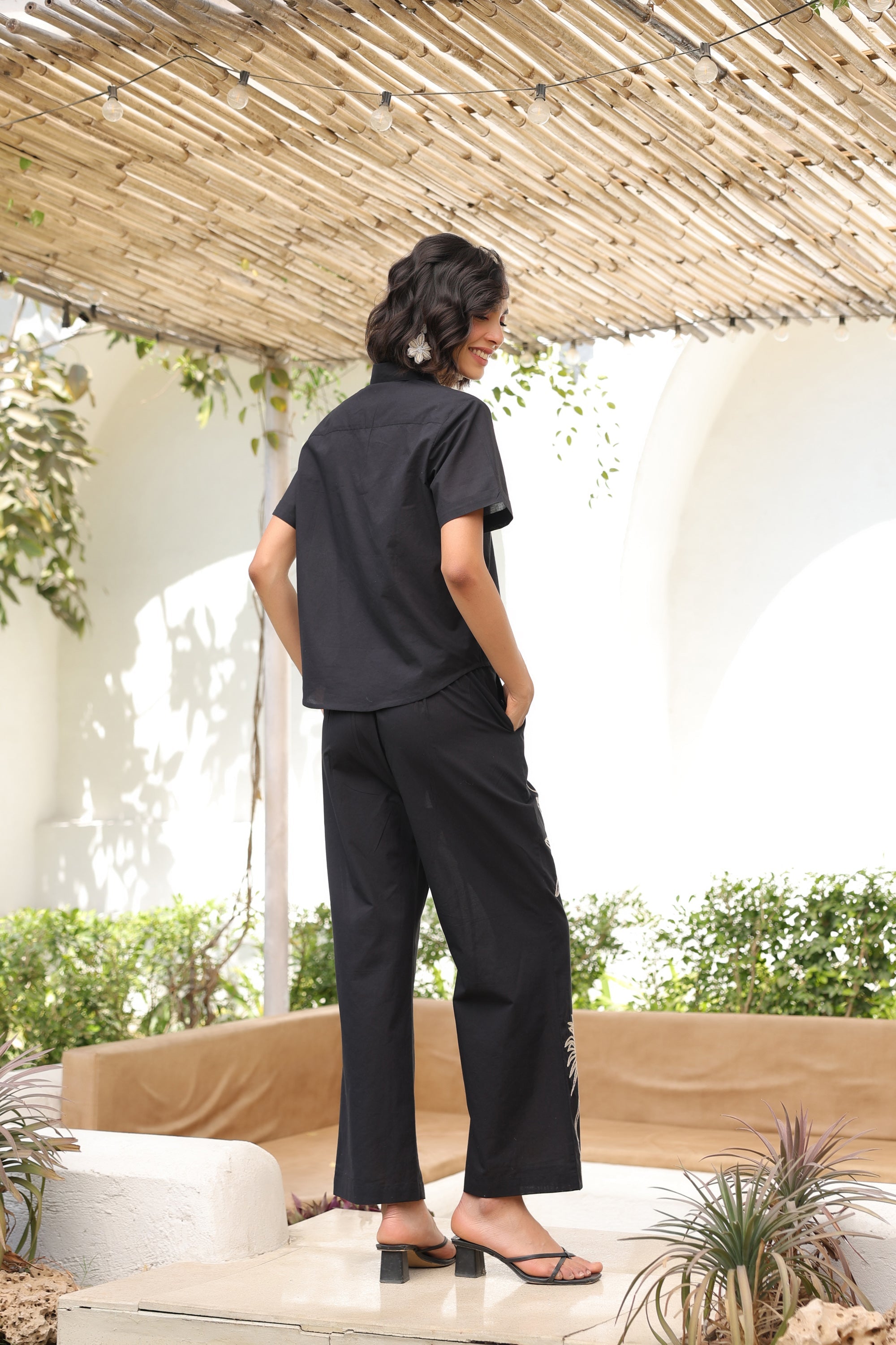 Palm Black Cotton Co-ord Set