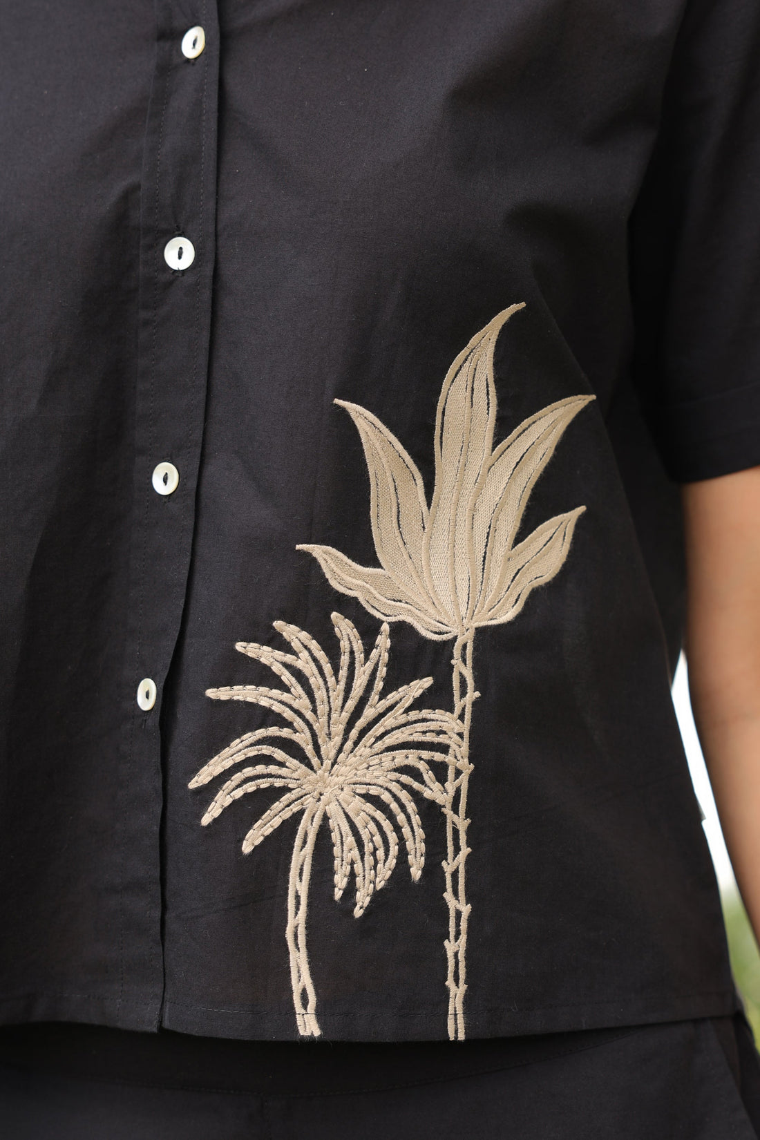 Palm Black Cotton Co-ord Set