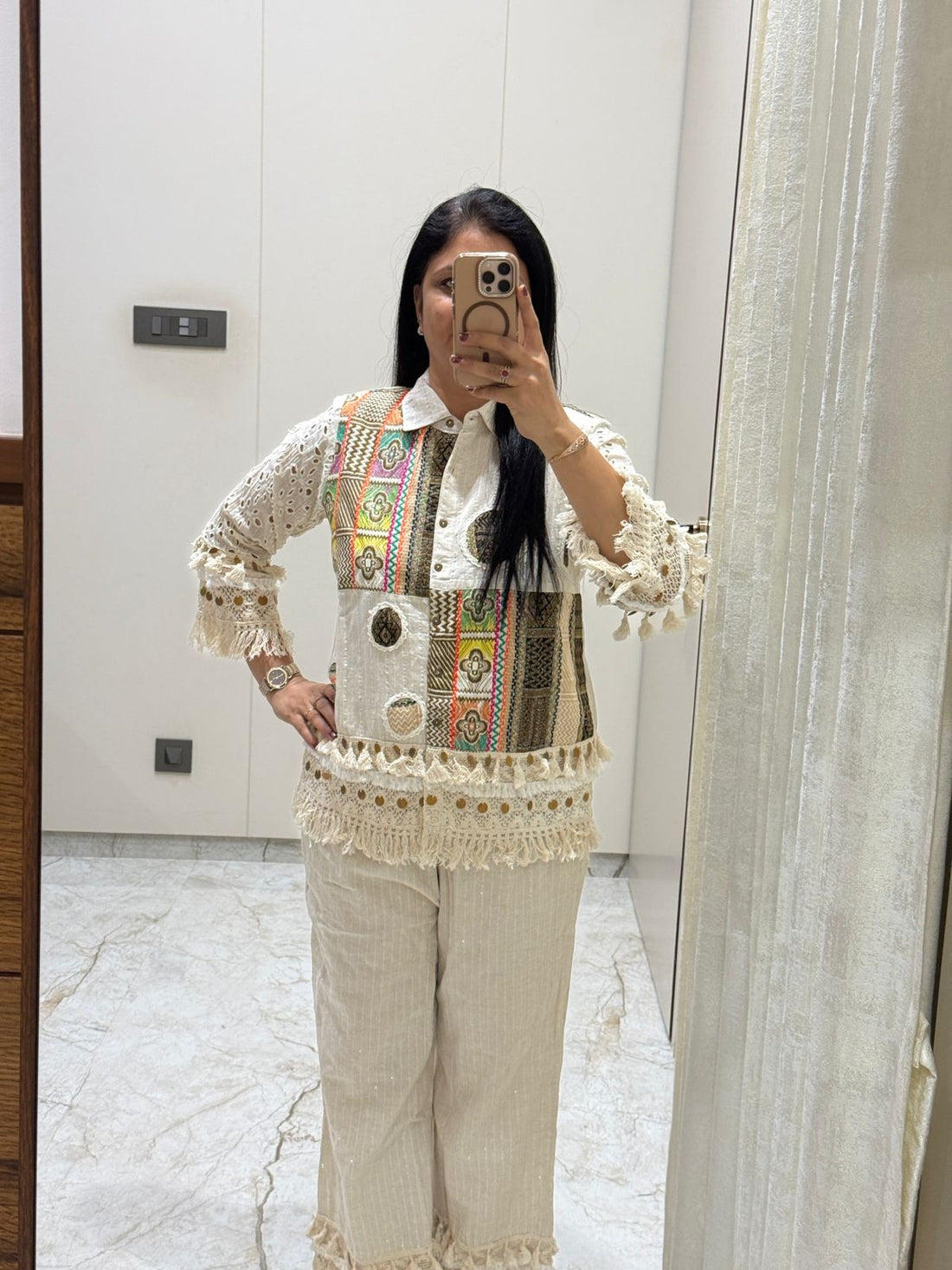 Pure Cotton Kurti with Schiffli Designer Sleeves | Elegant Women’s Ethnic Wear