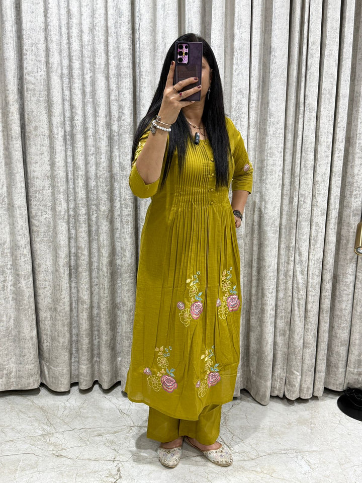 Pure Cotton A-Line Kurti with Palazzo – 2 Piece Ethnic Wear Set for Women