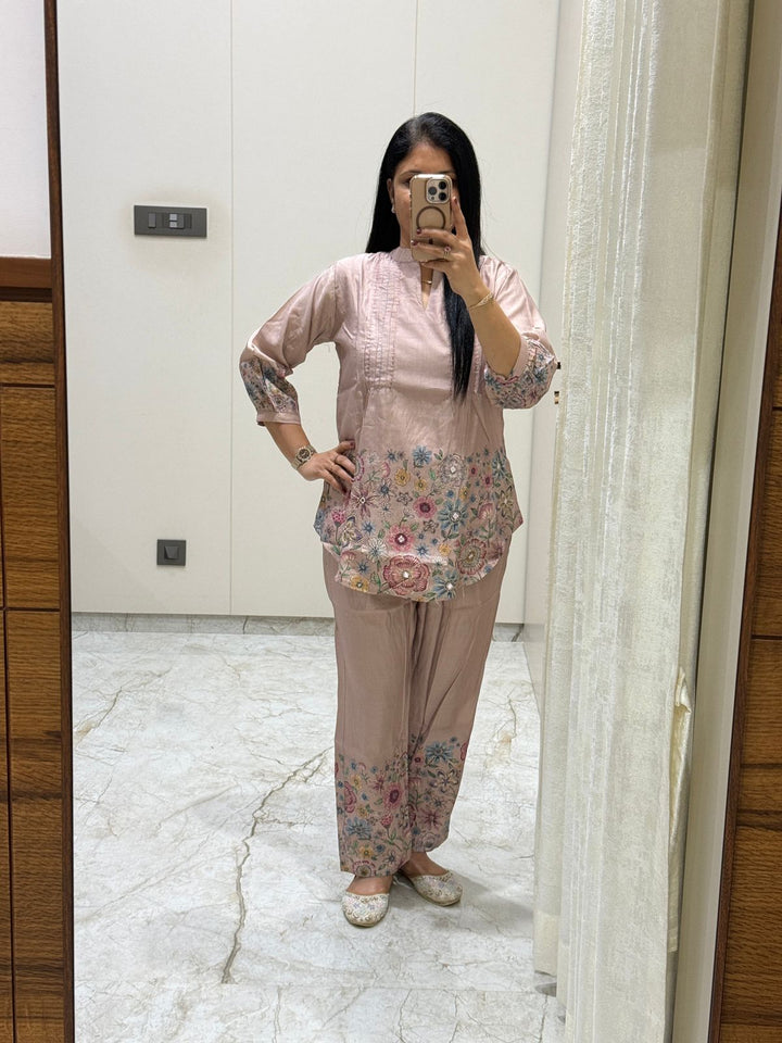 Premium Floral Printed Cotton Co-Ord Set for Women | Stylish Kurti & Pant Set