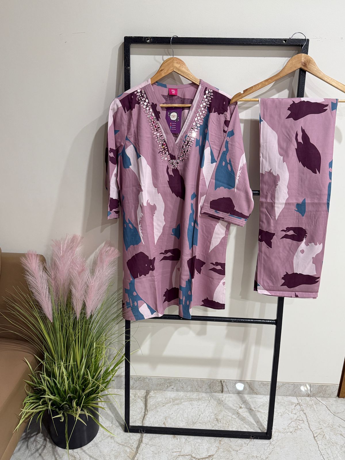 Heavy Cotton Printed Plus Size Co-ord Set | Kurti & Pant Set | Comfortable Daily & Casual Wear