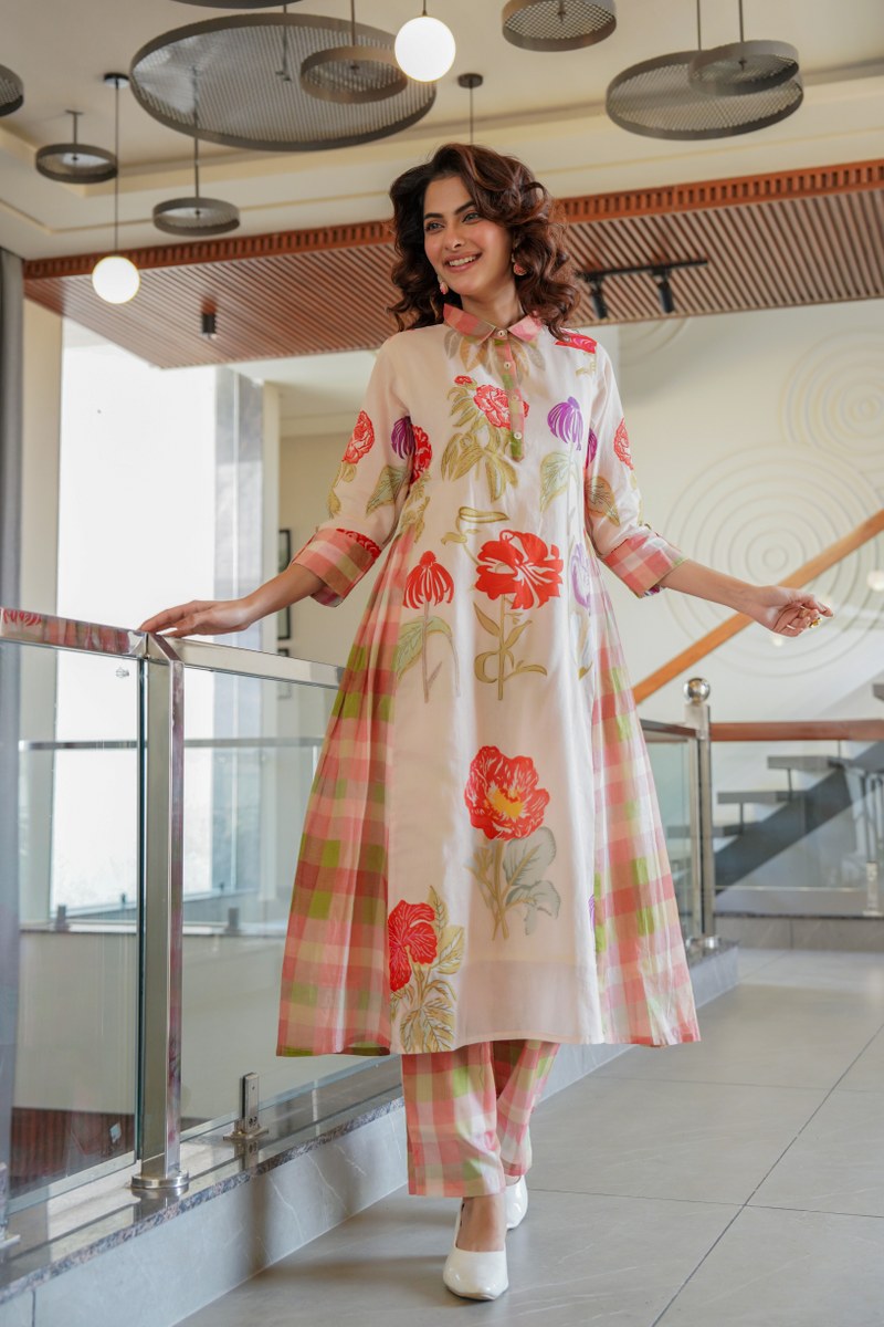 Pure Mul Cotton Floral Kurta Set for Women | Comfortable Daily Wear