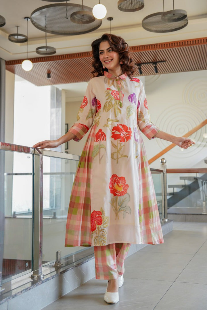 Pure Mul Cotton Floral Kurta Set for Women | Comfortable Daily Wear