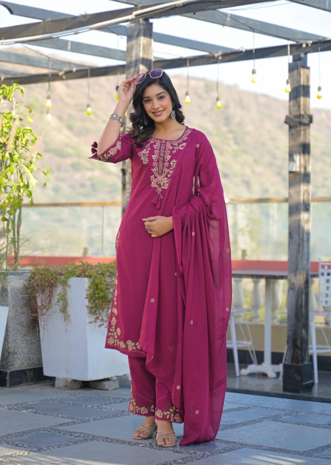 Pure Cotton Embroidered Kurta Set with Dupatta  | 3 Piece Ethnic Suit Set