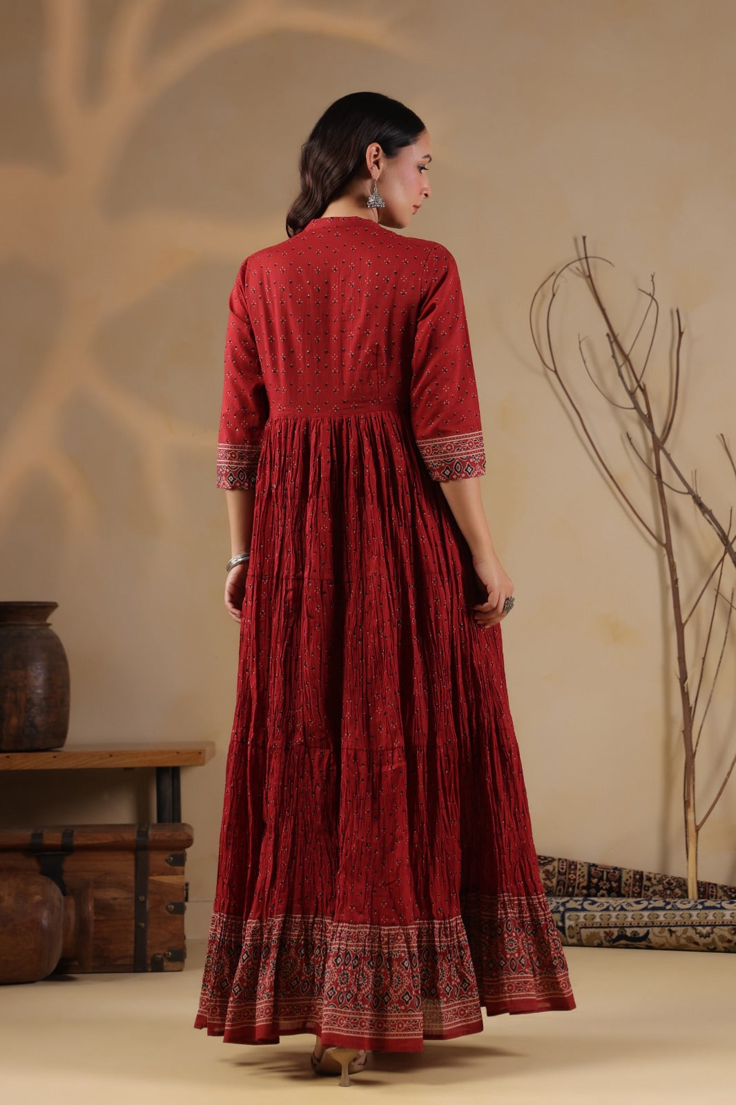 Pure Crush Cotton Full Length Midi Dress | Printed Anarkali Style Ethnic Wear
