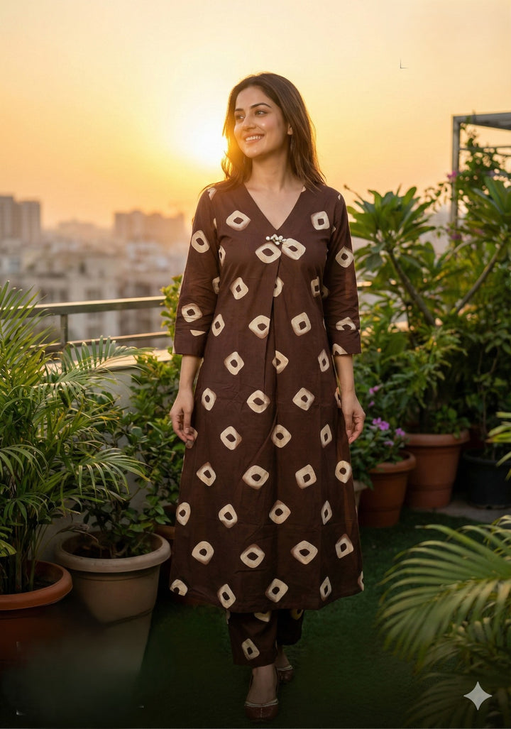 Pure Cotton A-Line Kurta Set | Printed 2 Piece Casual Ethnic Wear
