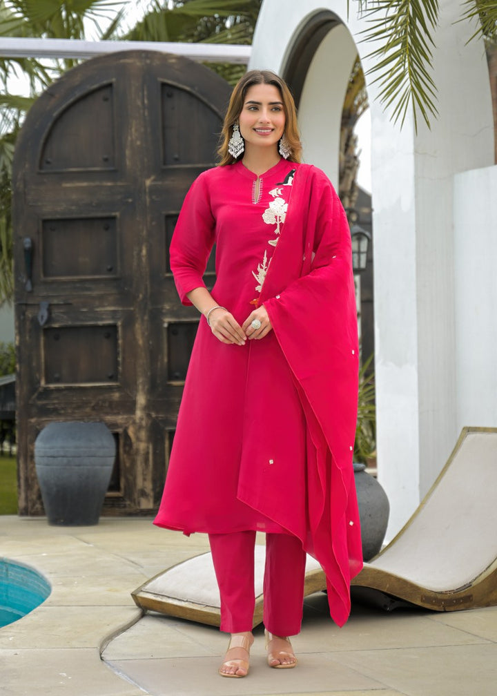 Surat Mul Chanderi Kurta Set with Exquisite Hand Embroidery Detailing (38–44)