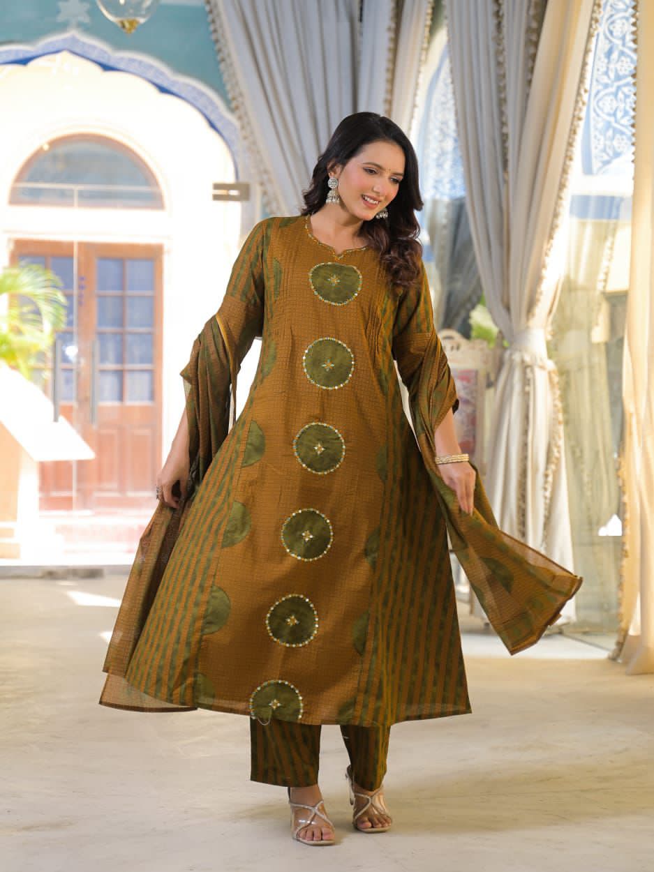 Pure Cotton 3 Piece Kurta Set with Dupatta  | Printed Ethnic Suit Set