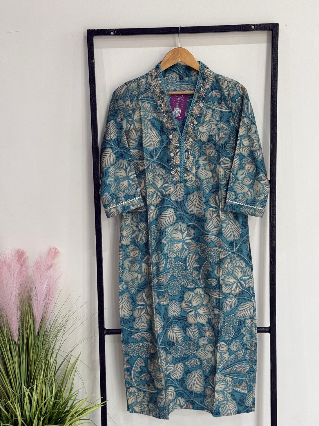 Pure Muslin Kurta Set with Dupatta | Handwork Neckline 3 Piece Ethnic Suit