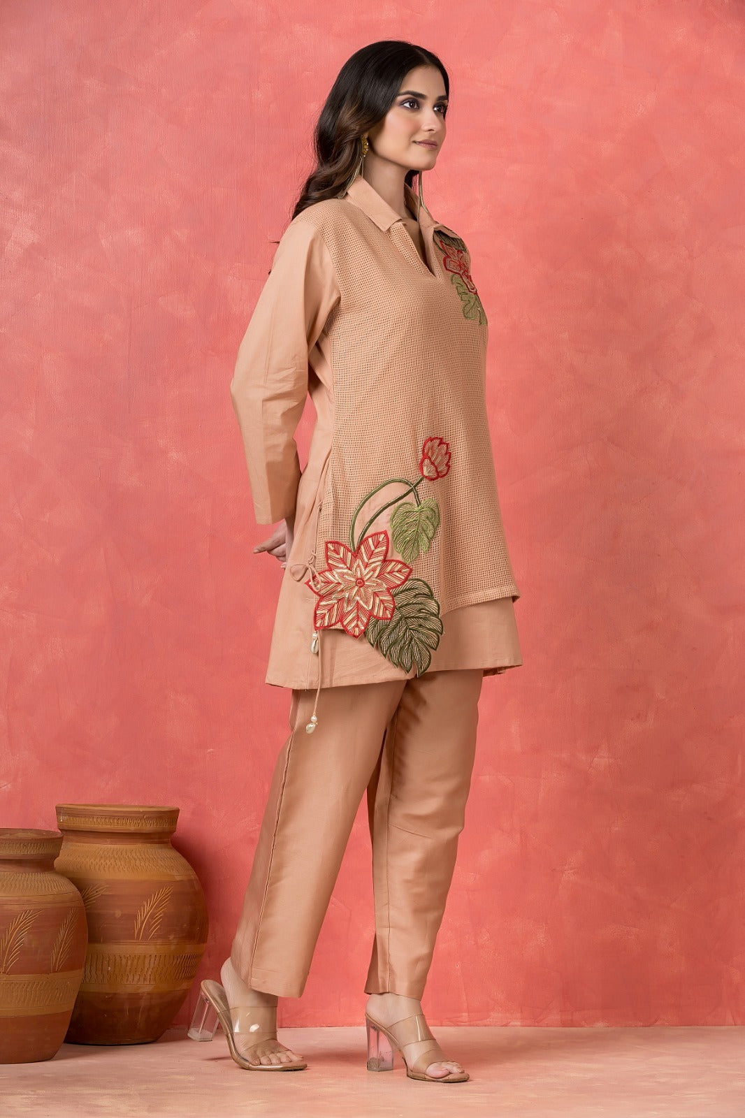Stylish Cotton Co-ord Set with Jute Front Design