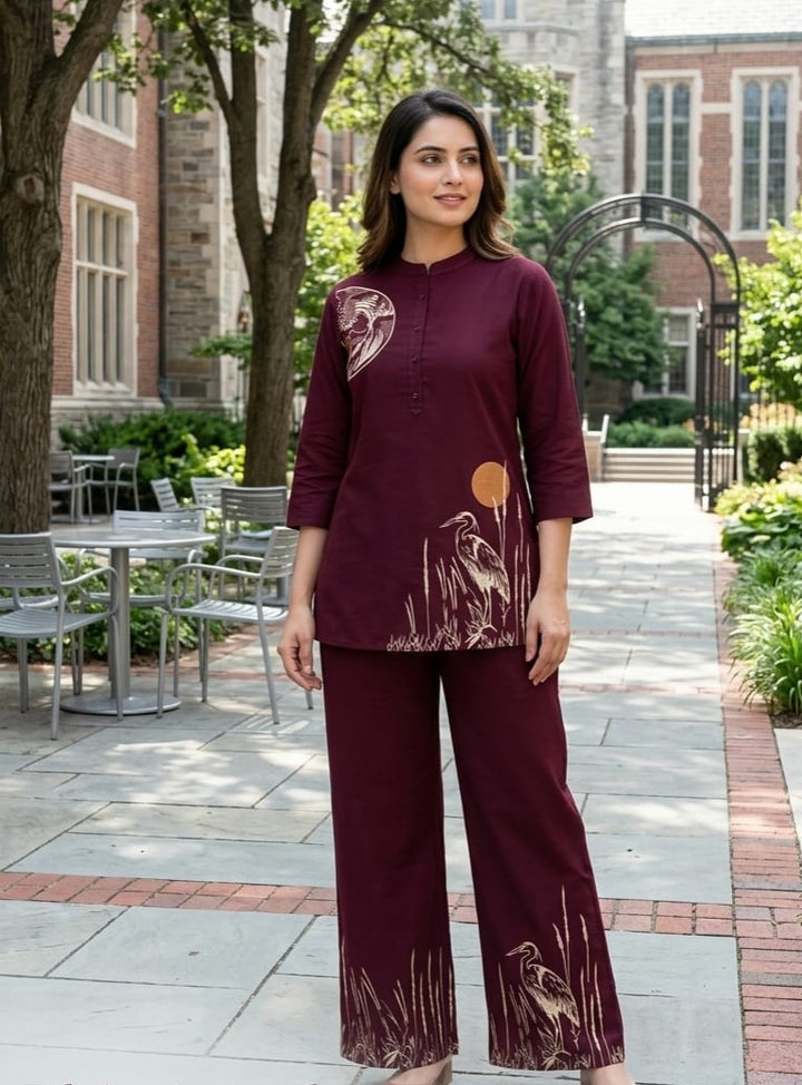Plus Size Flex Cotton Embroidery Co-ord Set
